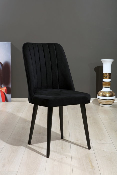 Hanah Home Juego de Sillas Negro 2 Piezas MDF Poliéster Patas Metal 46x92x45 cm